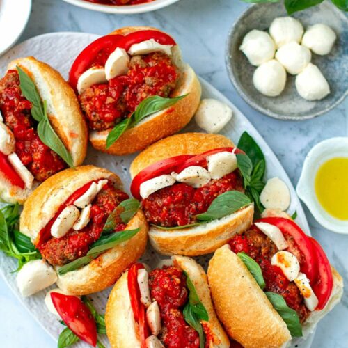 Italian Meatball Caprese Sandwiches