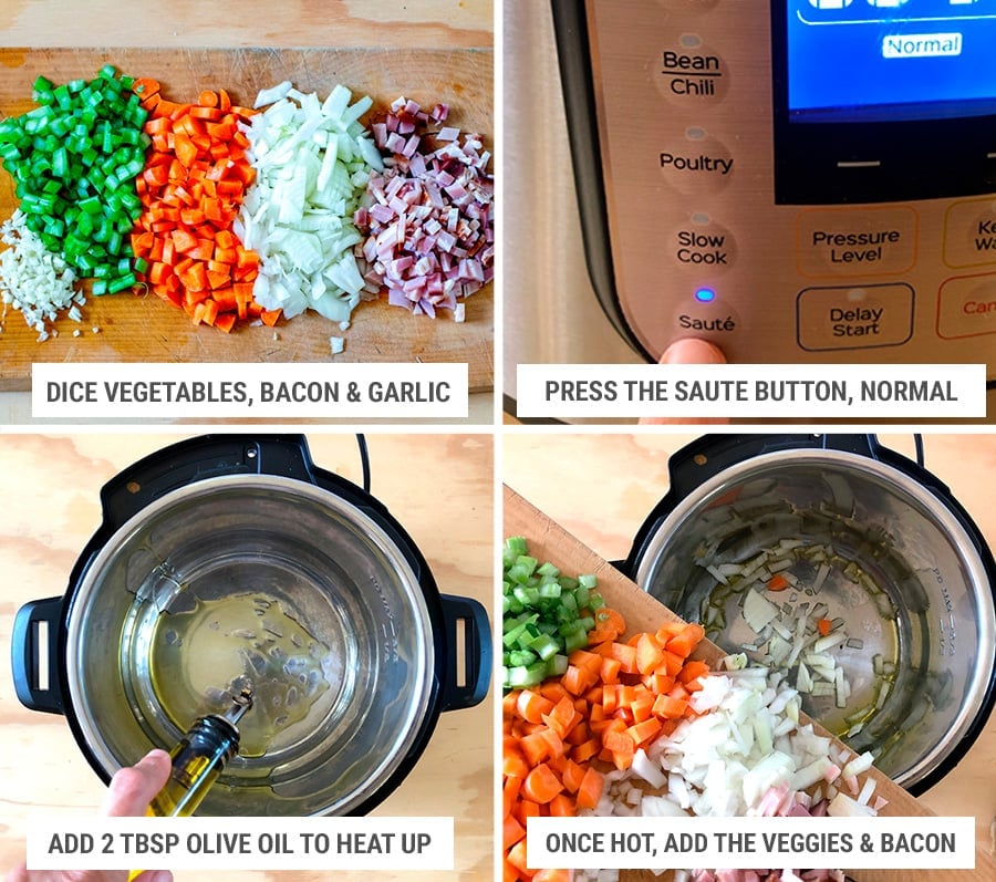 Instant Pot sauteeing vegetable for Bolognese sauce