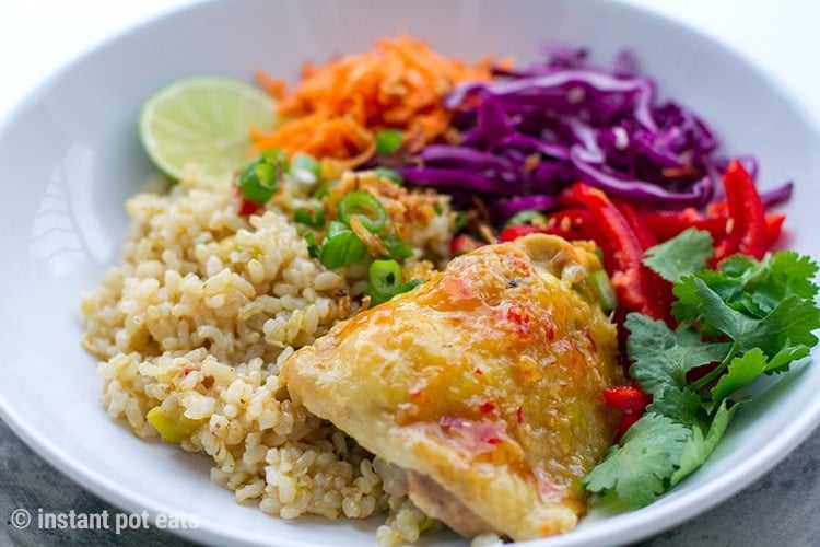 Instant Pot Brown Rice & Chicken Bowls Thai-Style