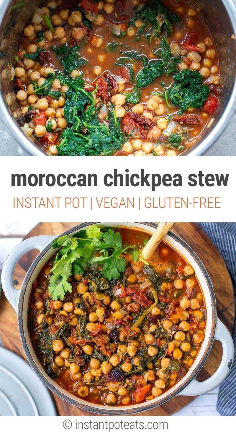 Moroccan Inspired Instant Pot Garbanzo Bean Stew With Spinach