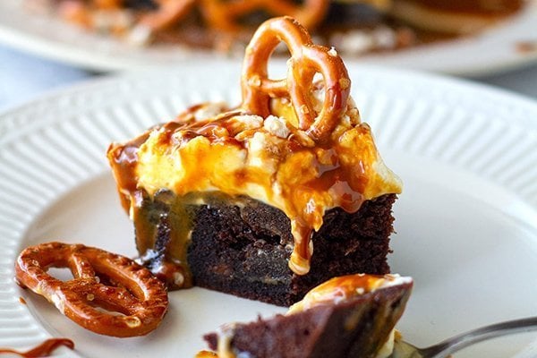 Chocolate Cake With Salted Caramel & Pretzels