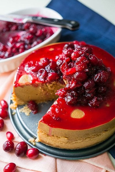 Pressure Cooker Cranberry Molasses Cheesecake 