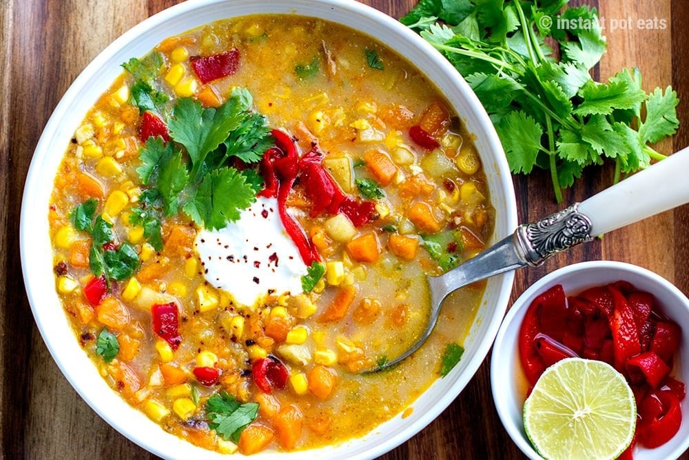 Sweet Potato Soup Instant Pot With Corn & Chhipotle