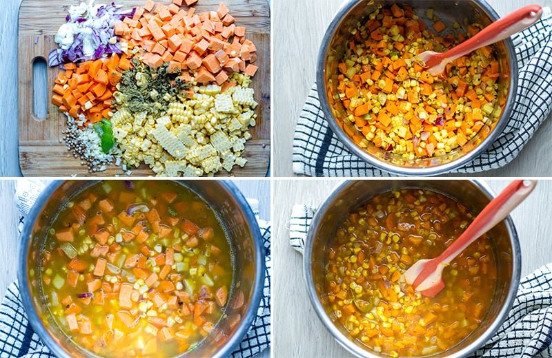 How to make Mexican corn and sweet potato soup in Instant Pot