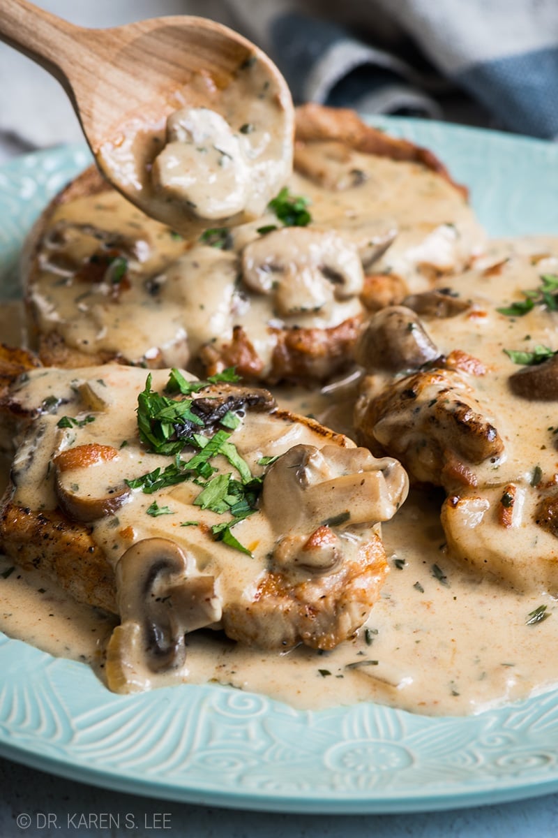 Instant Pot Pork Chops Smothered In Creamy Mushroom Sauce