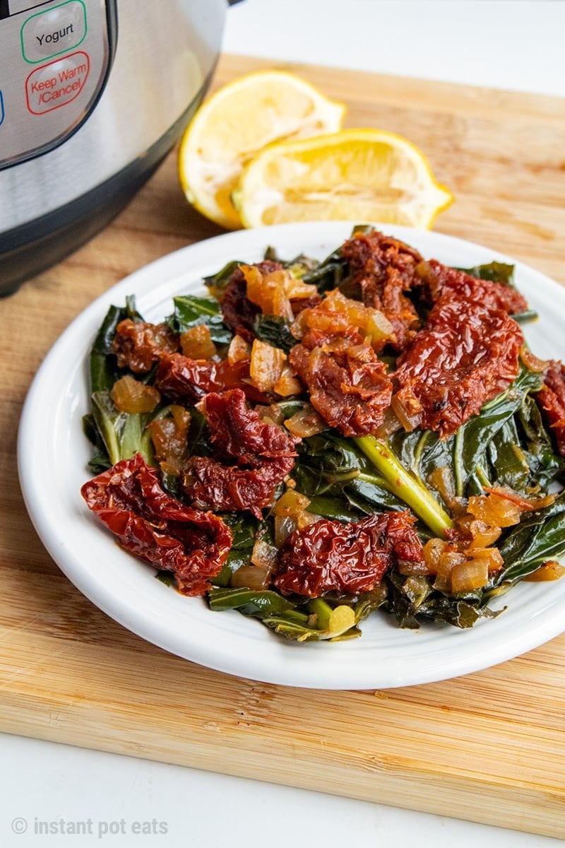 Instant Pot Collard Greens With Sun-Dried Tomatoes | Vegan, Gluten-free, Paleo, Whole30 | #vegan #glutenfree #whole30 #paleo #instant pot #pressurecooker #collardgreens