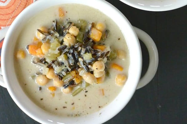 Vegan Wild Rice Soup With Garbanzo Beans 