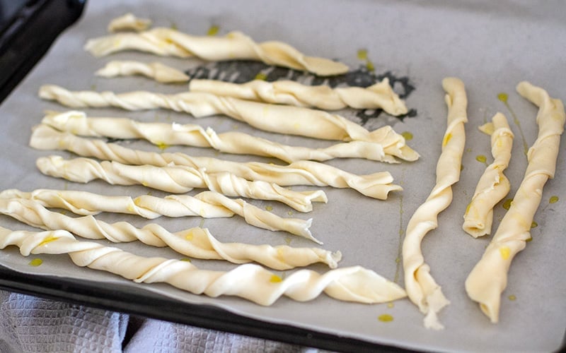 Puff pastry twisties for the chicken pot pie