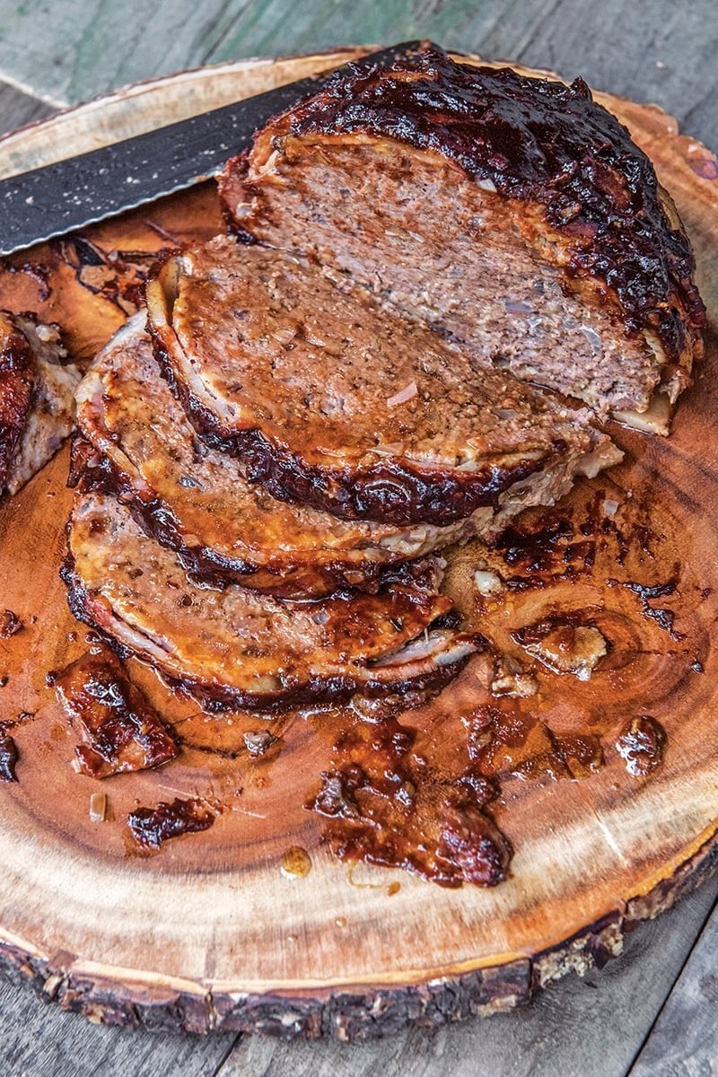 Instant Pot meatloaf with crispy bacon and BBQ sauce