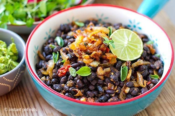 INSTANT POT BLACK BEANS WITH SPICED FRIED ONIONS