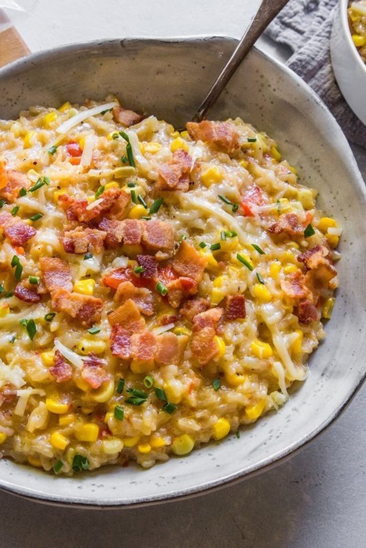 Cheddar Corn Risotto With Bacon
