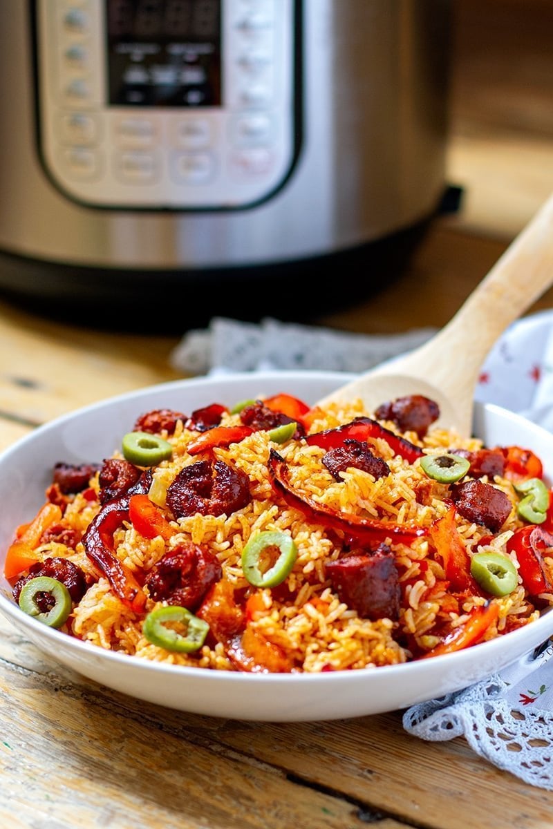 Instant Pot Spanish Sausage and Rice - Creme De La Crumb