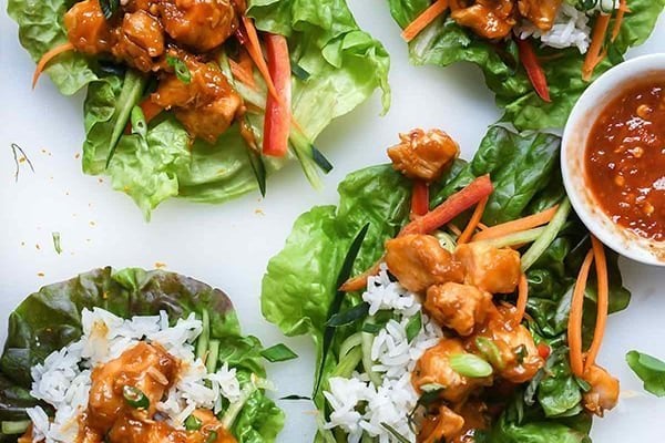 Instant Pot Orange Chicken Lettuce Wraps