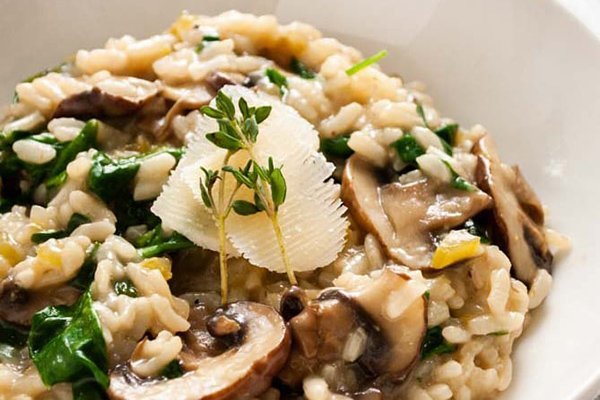 Instant Pot Italian Recipes Mushroom and Spinach Risotto