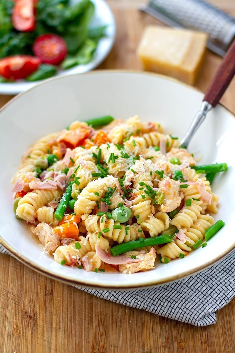 Instant Pot Creamy Chicken Pasta With Ham & Vegetables