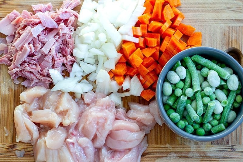 Ingredients for chicken pasta in Instant Pot