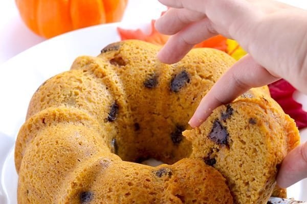 Pressure Cooker (Instant Pot) Pumpkin Chocolate Chip Bundt Cake