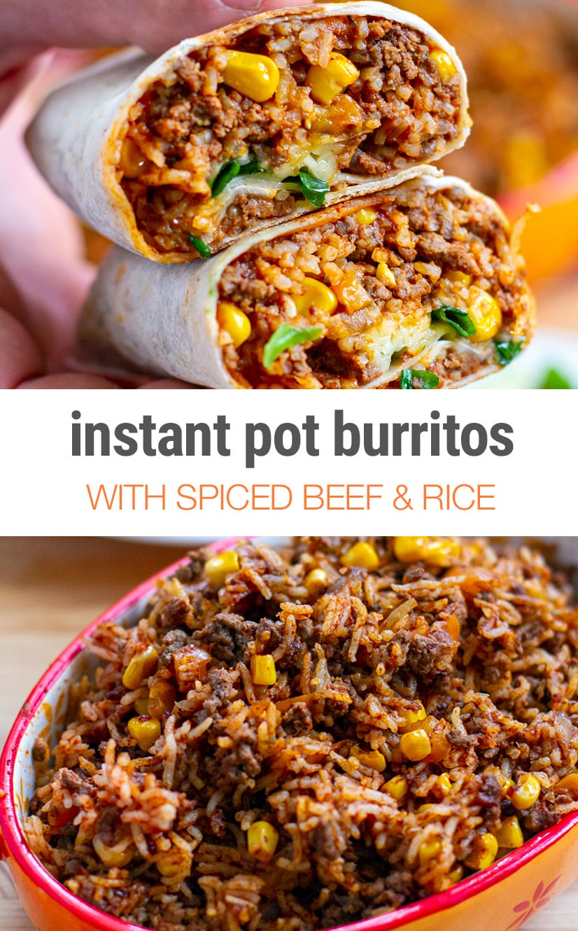 Instant Pot Burritos With Beef, Rice & Corn Filling
