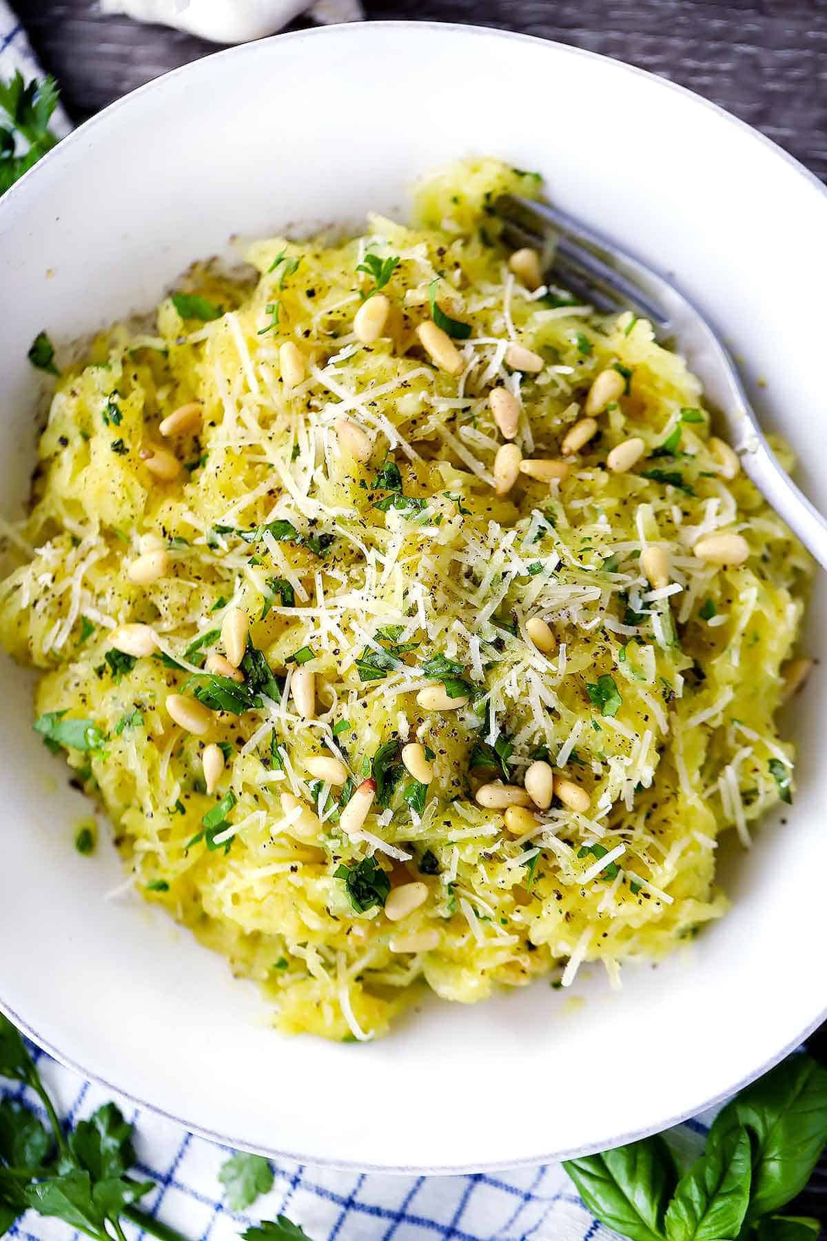 Instant Pot Spaghetti Squash with Garlic and Herbs