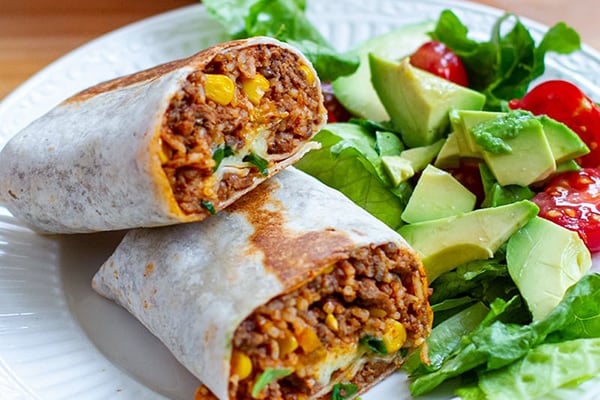 Instant Pot Beef & Rice Burritos