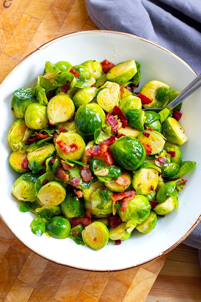 Brussels Sprouts In Instant Pot With Bacon & Garlic