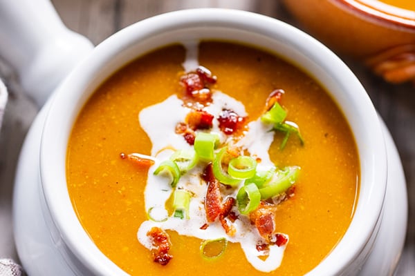 Instant Pot Butternut Squash Soup with Bacon and Apples