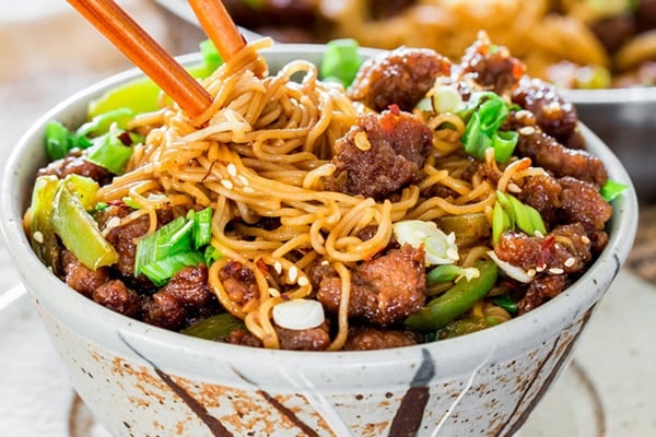 Instant Pot Mongolian Beef Ramen Noodles