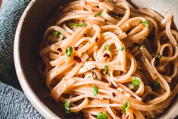 INSTANT POT NOODLES WITH MAPLE, GINGER & CHILI DRESSING