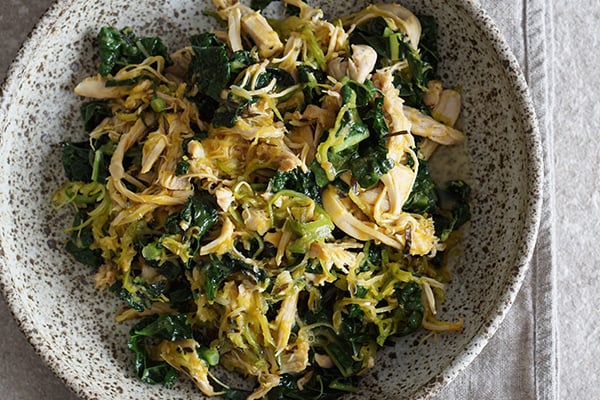 INSTANT POT SHREDDED CHICKEN WITH TARRAGON AND KALE