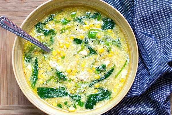 CHICKEN & CORN SOUP WITH SPINACH