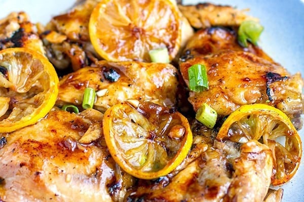 INSTANT POT CHICKEN THIGHS WITH HONEY LEMON GLAZE