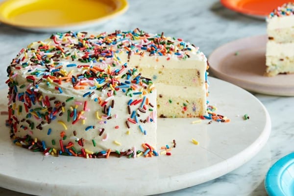 16 candles inspired confetti birthday cake