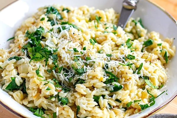 Easy Orzo Lemon Parmesan Spinach