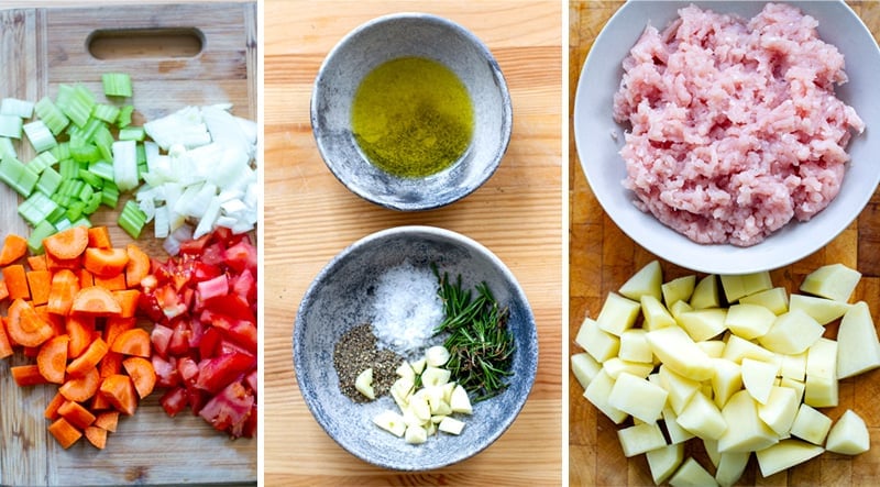 Ground turkey stew ingredients