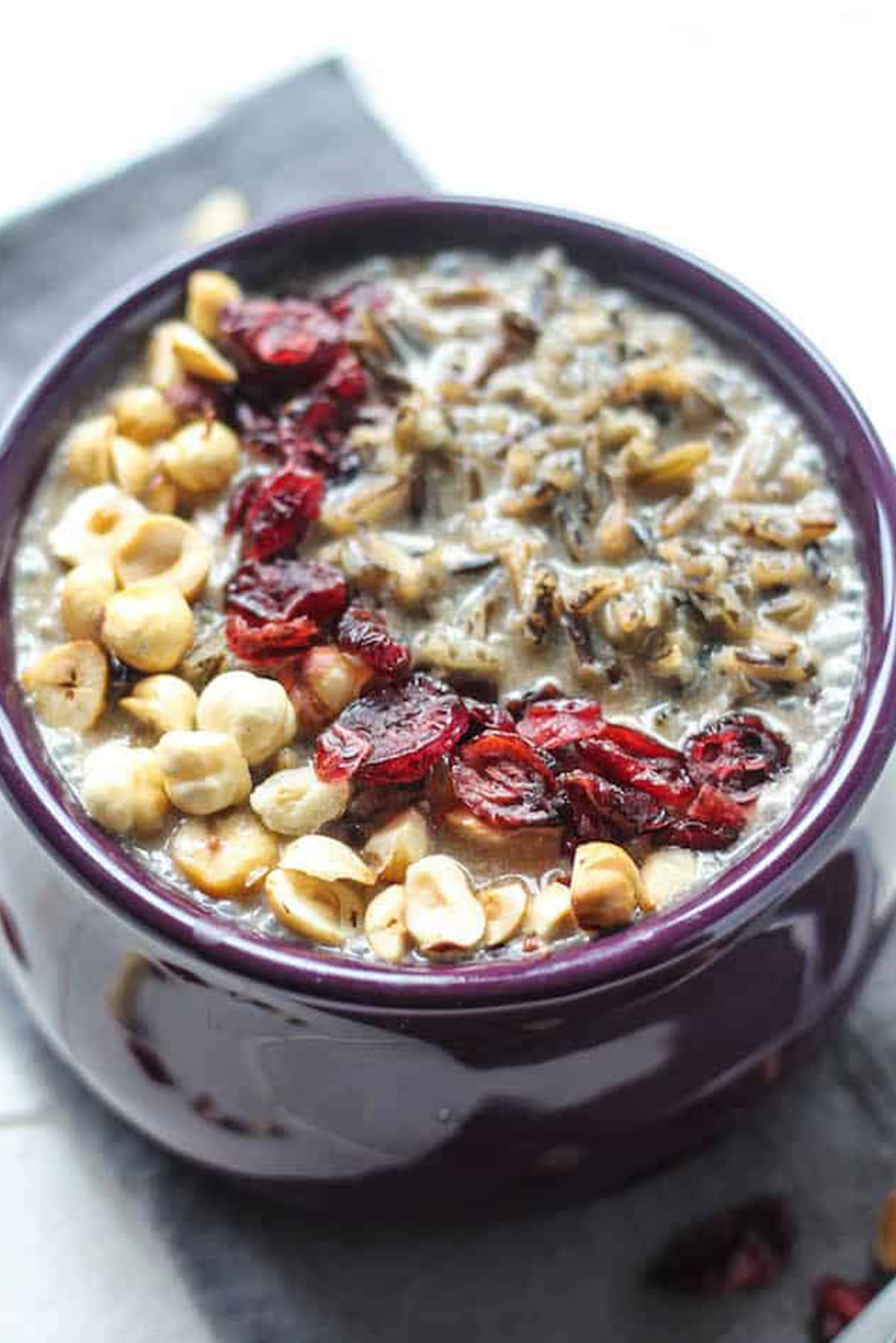 Cranberry Hazelnut Wild Rice Porridge