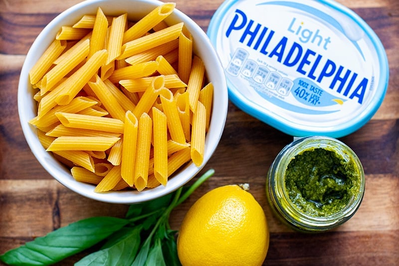 Pesto pasta with Philadelphia cheese cream sauce