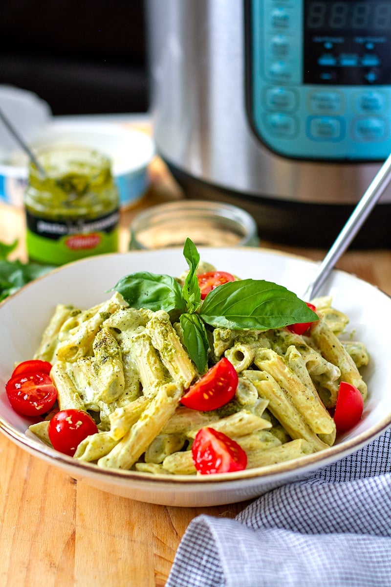 Creamy Pesto Pasta (Instant Pot & Stovetop methods)