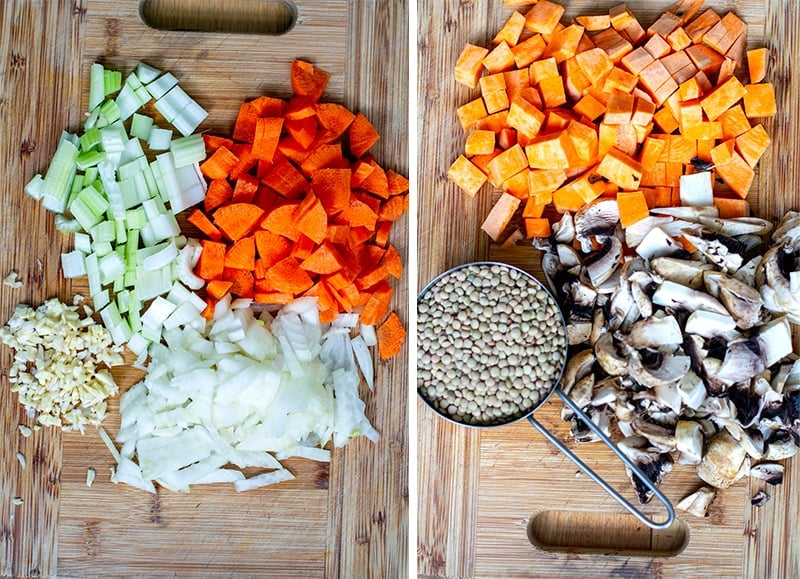 Lentil stew ingredients