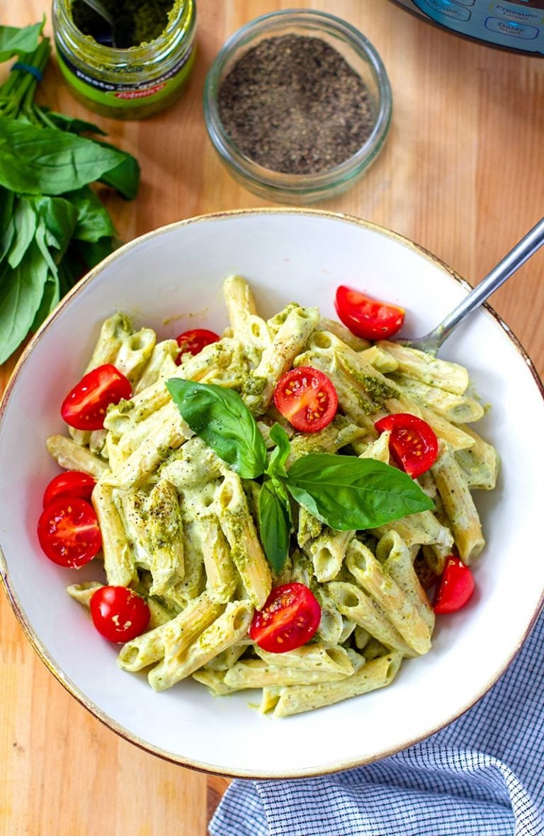 Easy Creamy Pesto Pasta (Instant Pot & Stovetop)