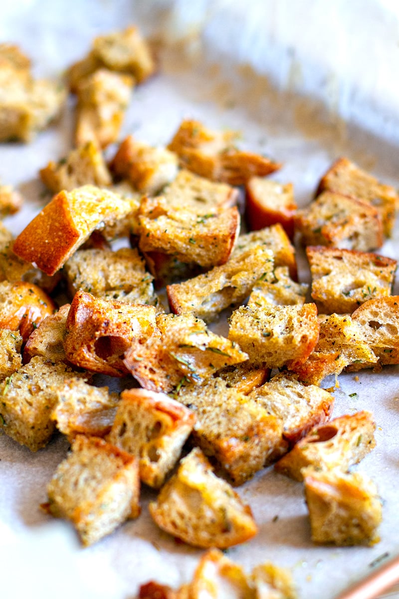 Sourdough Croutons With Herbs & Garlic