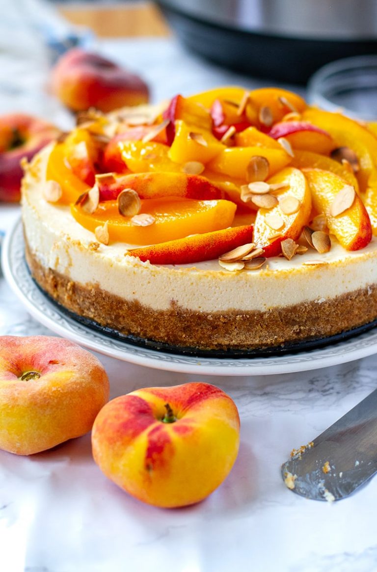 Instant Pot Peach Cheesecake (Light & Healthy )