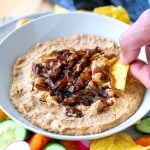 Creamy pinto bean dip with caramelised onions