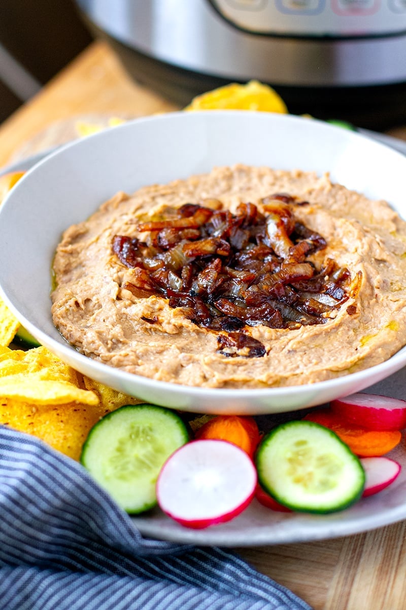 Instant Pot Pinto Bean Dip With Caramelised Onions