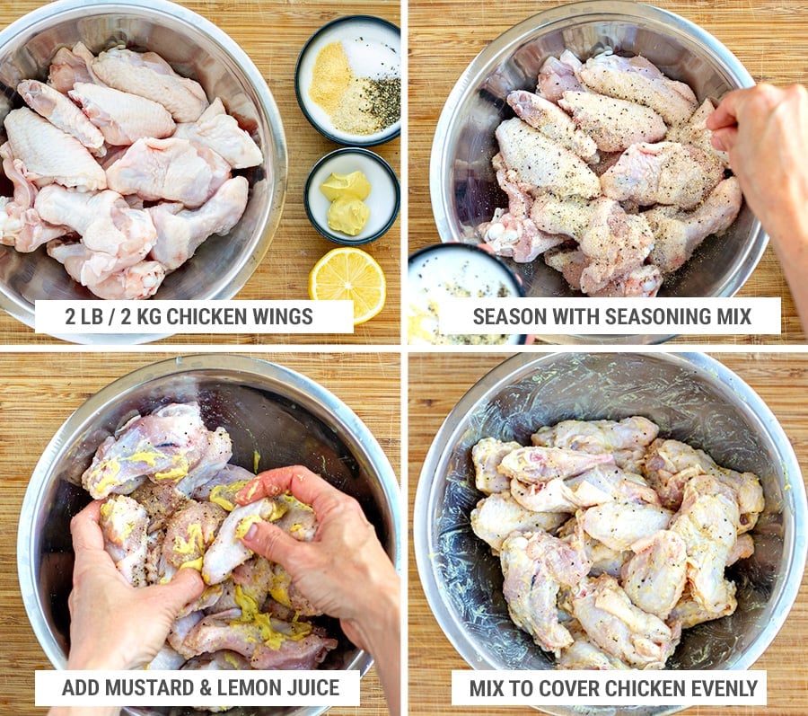 How to season and marinate mustard lemon chicken wings