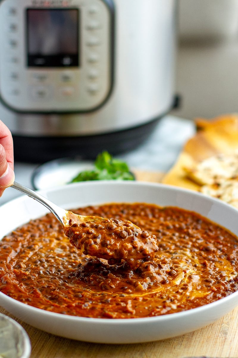 Black Dal Instant Pot Recipe, Dishoom-Style - spooning the dal