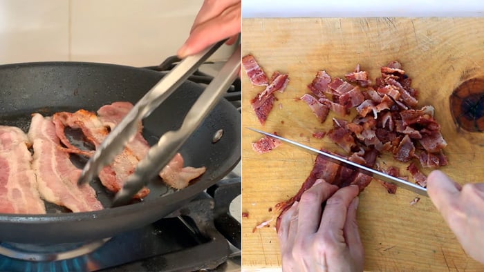 Step 1 - Pan-fry the bacon and dice