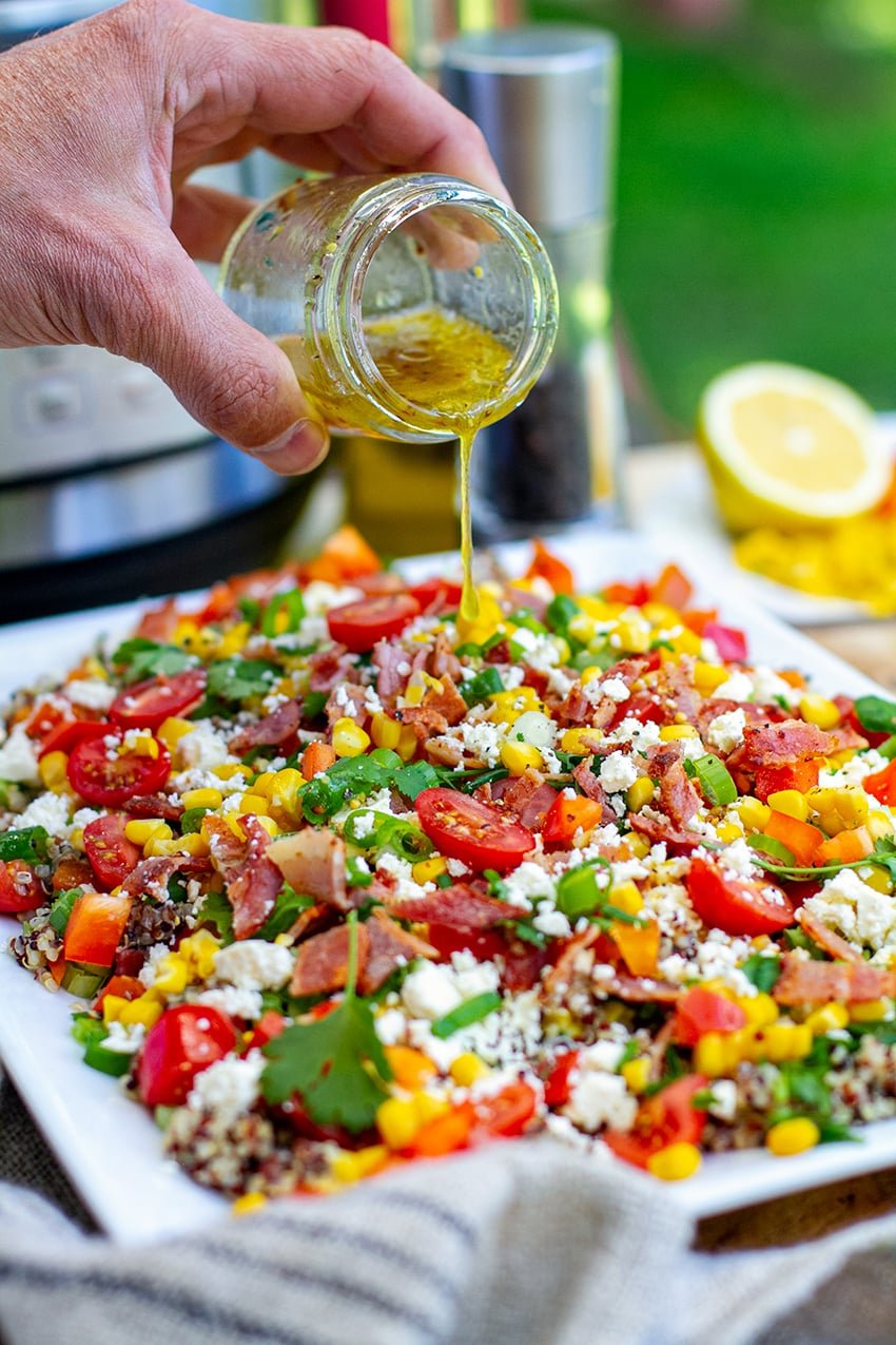 Corn Bacon & Quinoa Salad (Instant Pot or Stovetop)