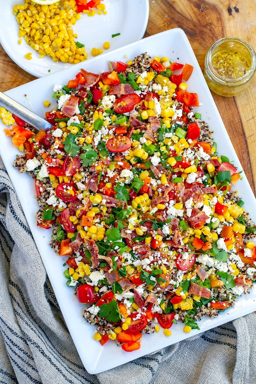 Quinoa Corn & Crispy Bacon Salad (Instant Pot or Stovetop)