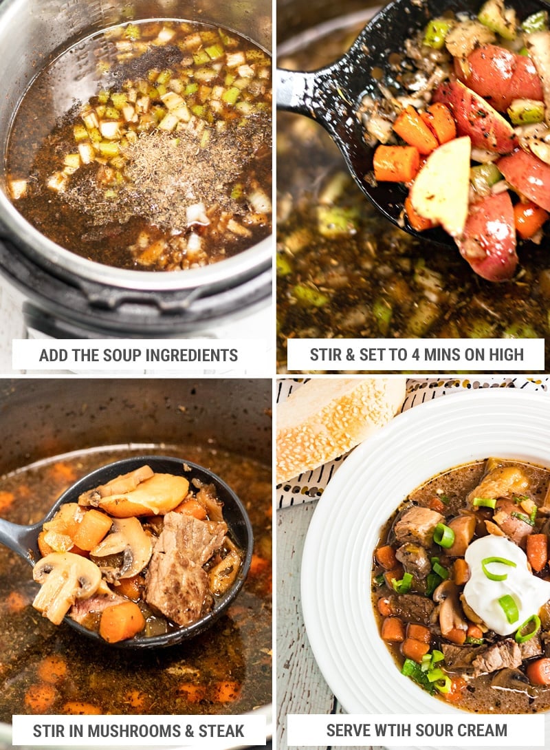 How to make steak and potato soup in Instant Pot step 2