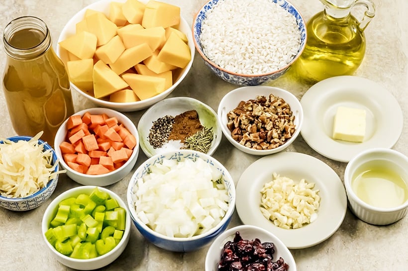 Ingredients for butternut squash risotto